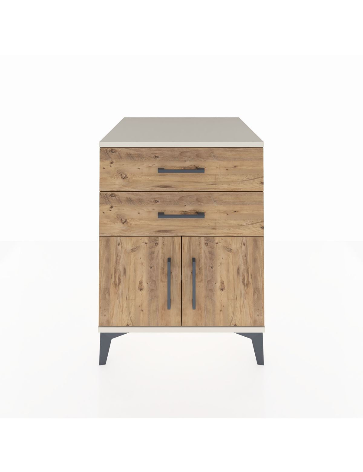 Kronos Komodin Tek Raflı 2 Çekmeceli 2 Kapaklı 60x59x80 Aytaşı-Çam