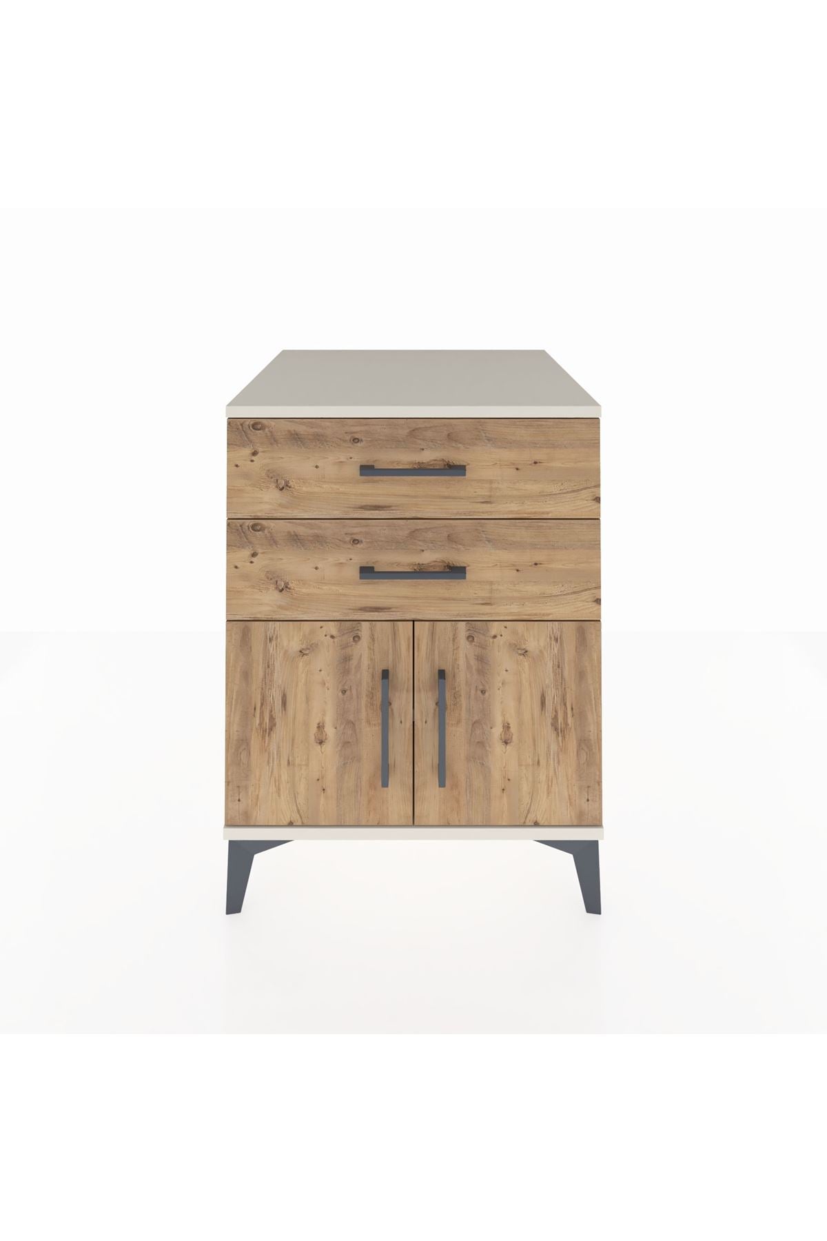 Kronos Komodin Tek Raflı 2 Çekmeceli 2 Kapaklı 60x59x80 Aytaşı-Çam