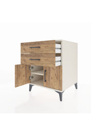 Kronos Komodin Tek Raflı 2 Çekmeceli 2 Kapaklı 60x59x80 Aytaşı-Çam