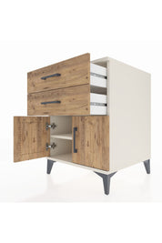 Kronos Komodin Tek Raflı 2 Çekmeceli 2 Kapaklı 60x59x80 Aytaşı-Çam