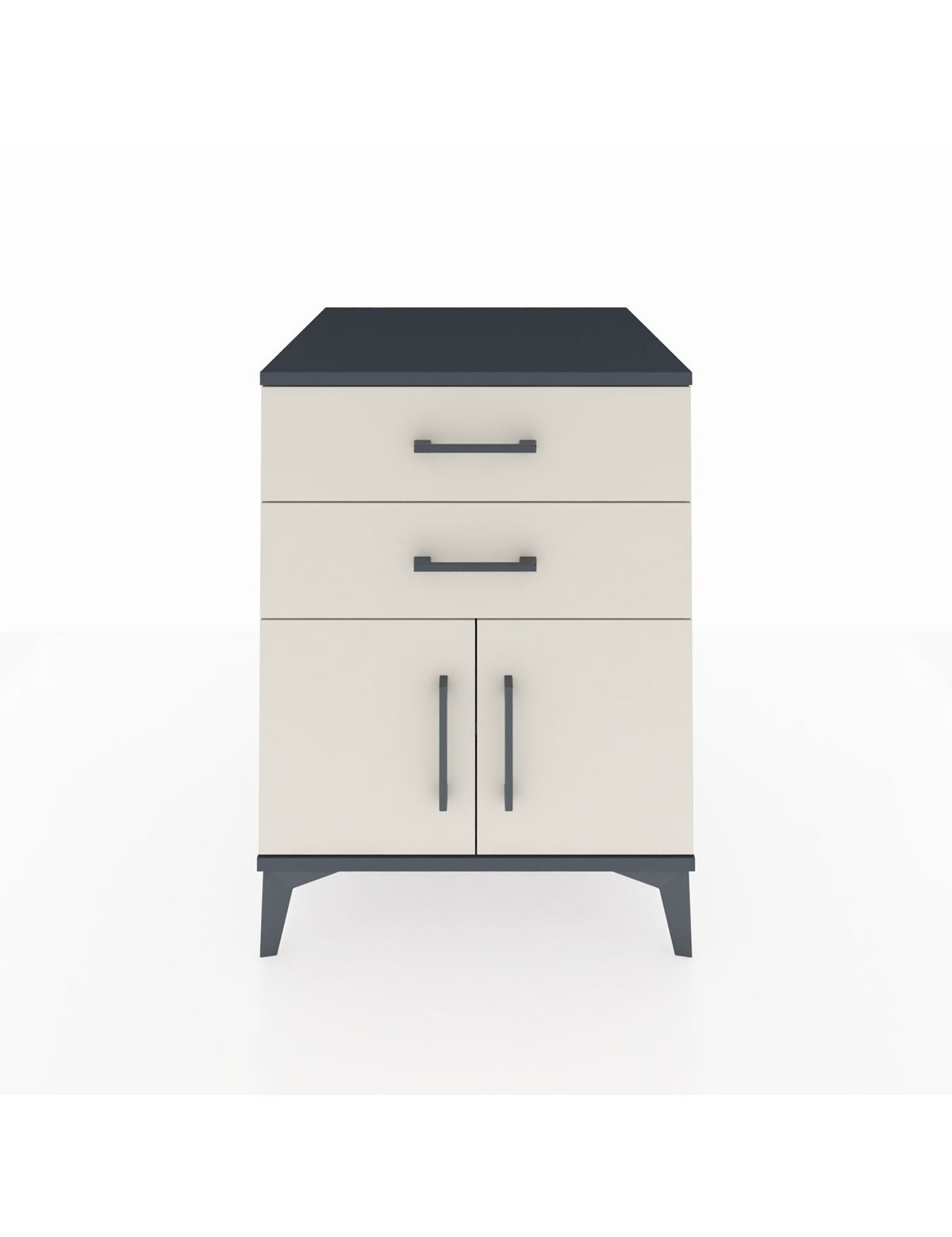 Kronos Komodin Tek Raflı 2 Çekmeceli 2 Kapaklı 60x59x80 Antrasit-Aytaşı