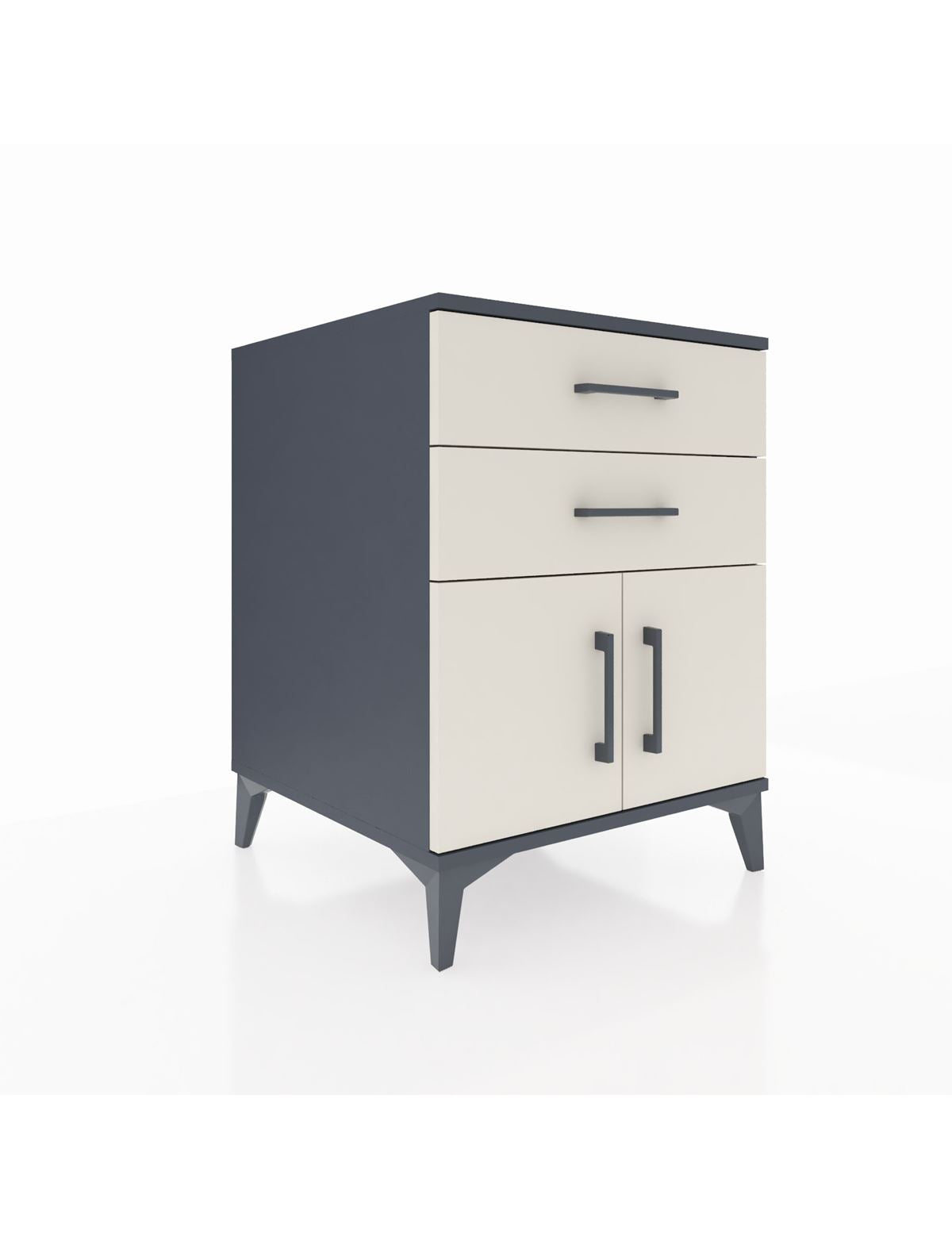 Kronos Komodin Tek Raflı 2 Çekmeceli 2 Kapaklı 60x59x80 Antrasit-Aytaşı