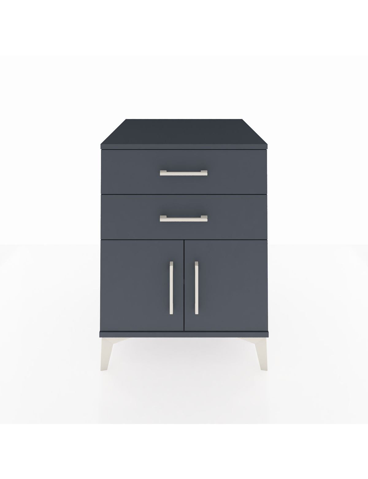 Kronos Komodin Tek Raflı 2 Çekmeceli 2 Kapaklı 60x59x80 Antrasit-Antrasit