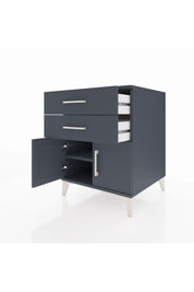 Kronos Komodin Tek Raflı 2 Çekmeceli 2 Kapaklı 60x59x80 Antrasit-Antrasit