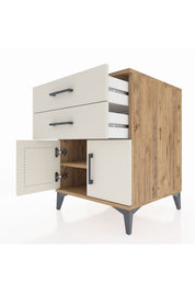 Kronos Komodin Tek Raflı 2 Çekmeceli 2 Kapaklı 60x59x80 Çam-Aytaşı