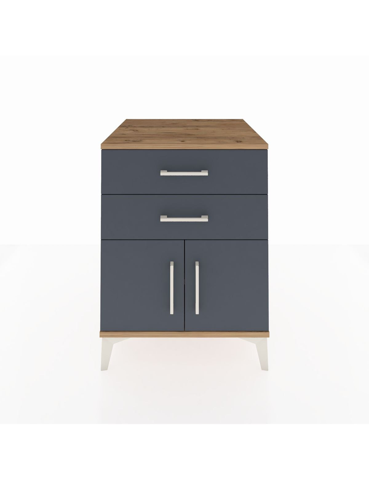 Kronos Komodin Tek Raflı 2 Çekmeceli 2 Kapaklı 60x59x80 Çam-Antrasit