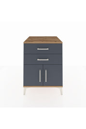 Kronos Komodin Tek Raflı 2 Çekmeceli 2 Kapaklı 60x59x80 Çam-Antrasit