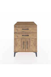 Kronos Komodin Tek Raflı 2 Çekmeceli 2 Kapaklı 60x59x80 Çam-Çam
