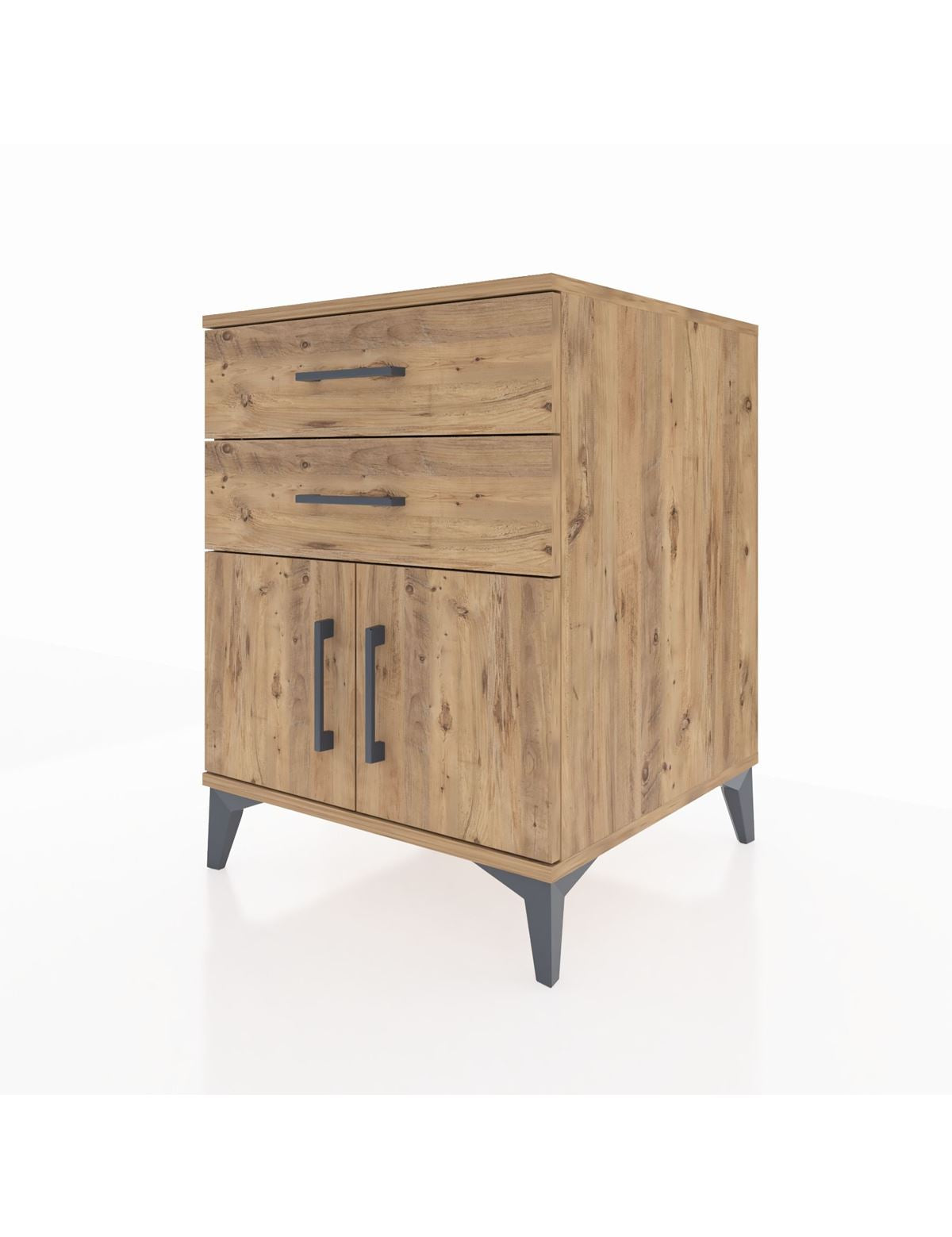 Kronos Komodin Tek Raflı 2 Çekmeceli 2 Kapaklı 60x59x80 - S79M013V9C