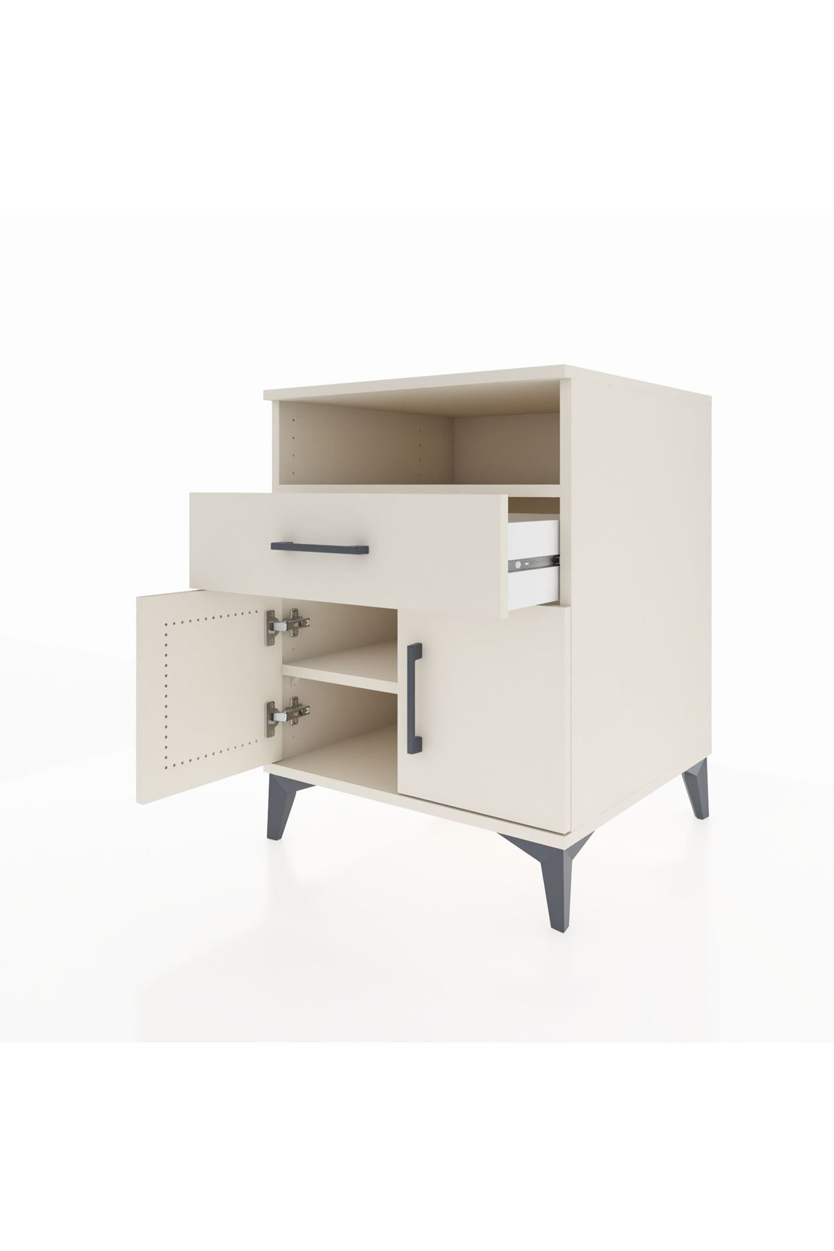 Kronos Komodin 2 Raflı Tek Çekmeceli 2 Kapaklı 60x59x80 Aytaşı-Aytaşı