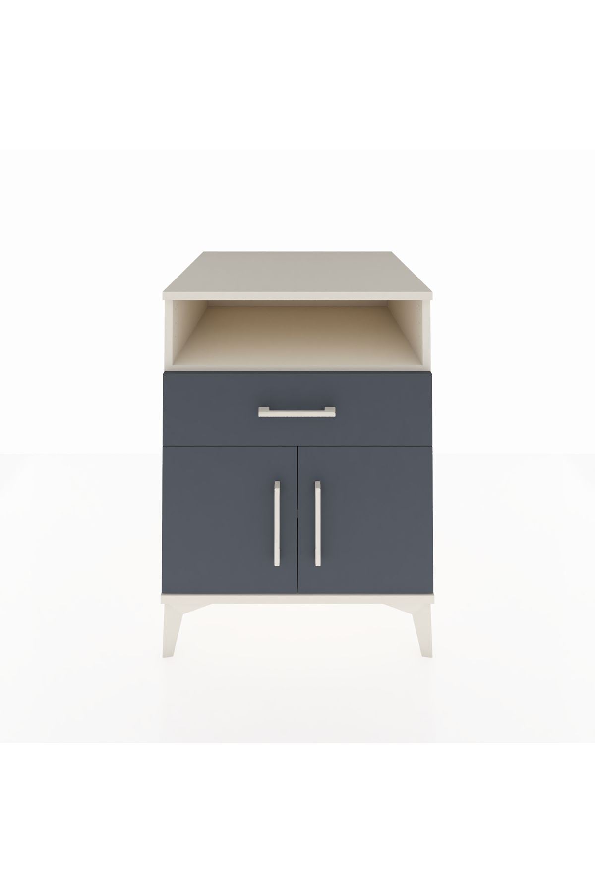 Kronos Komodin 2 Raflı Tek Çekmeceli 2 Kapaklı 60x59x80 Aytaşı-Antrasit