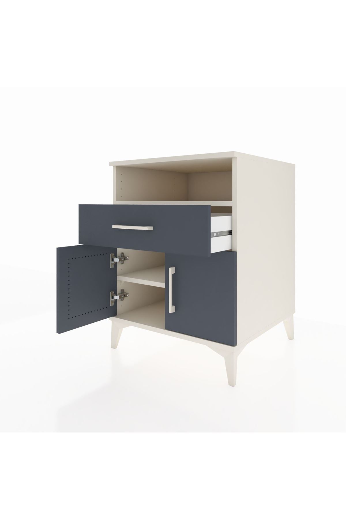 Kronos Komodin 2 Raflı Tek Çekmeceli 2 Kapaklı 60x59x80 Aytaşı-Antrasit