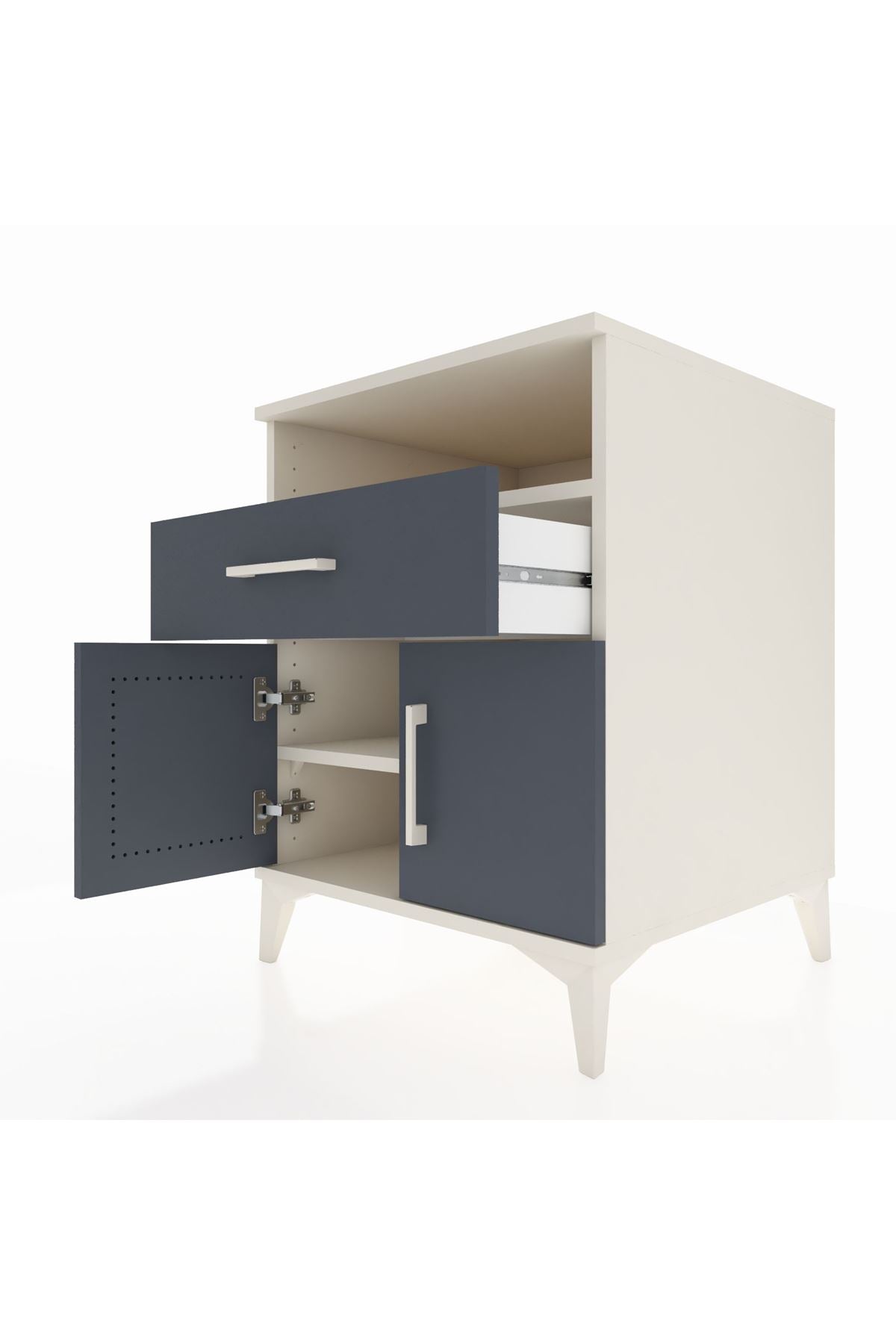 Kronos Komodin 2 Raflı Tek Çekmeceli 2 Kapaklı 60x59x80 Aytaşı-Antrasit