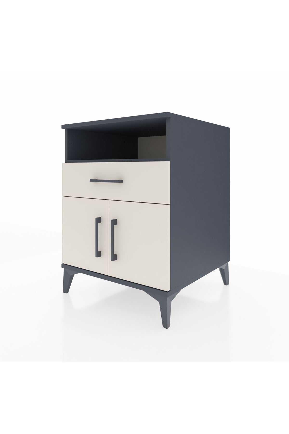 Kronos Komodin 2 Raflı Tek Çekmeceli 2 Kapaklı 60x59x80 Antrasit-Aytaşı