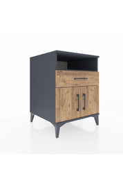 Kronos Komodin 2 Raflı Tek Çekmeceli 2 Kapaklı 60x59x80 Antrasit-Çam