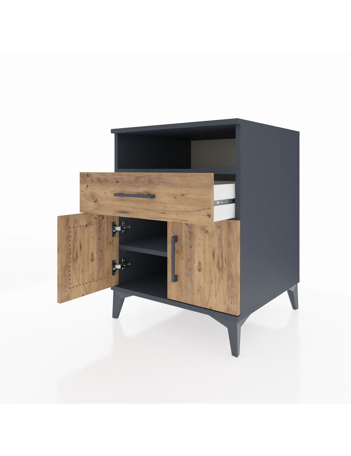 Kronos Komodin 2 Raflı Tek Çekmeceli 2 Kapaklı 60x59x80 - S79M014V6C