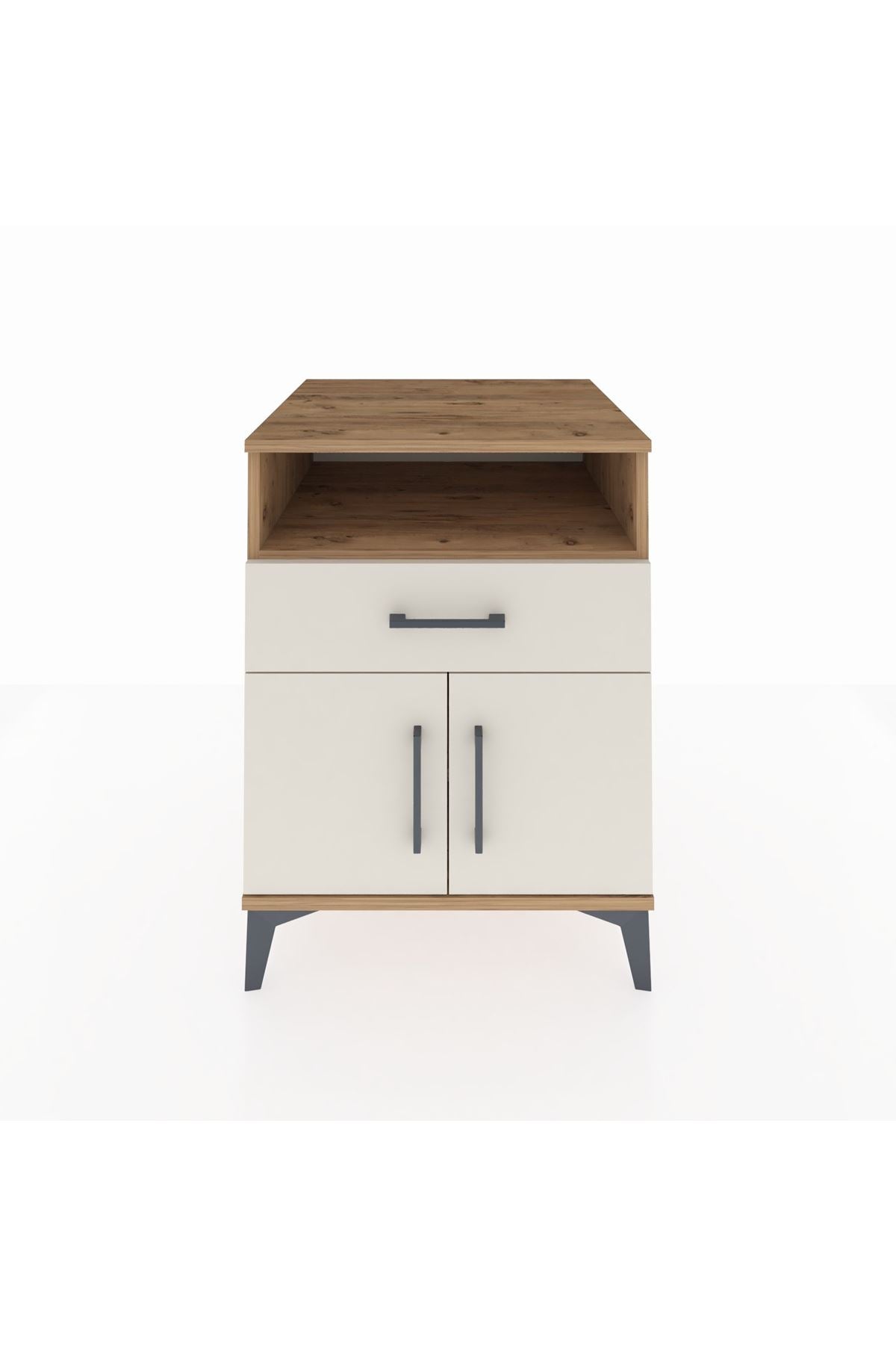 Kronos Komodin 2 Raflı Tek Çekmeceli 2 Kapaklı 60x59x80 Çam-Aytaşı