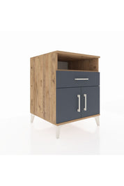 Kronos Komodin 2 Raflı Tek Çekmeceli 2 Kapaklı 60x59x80 Çam-Antrasit