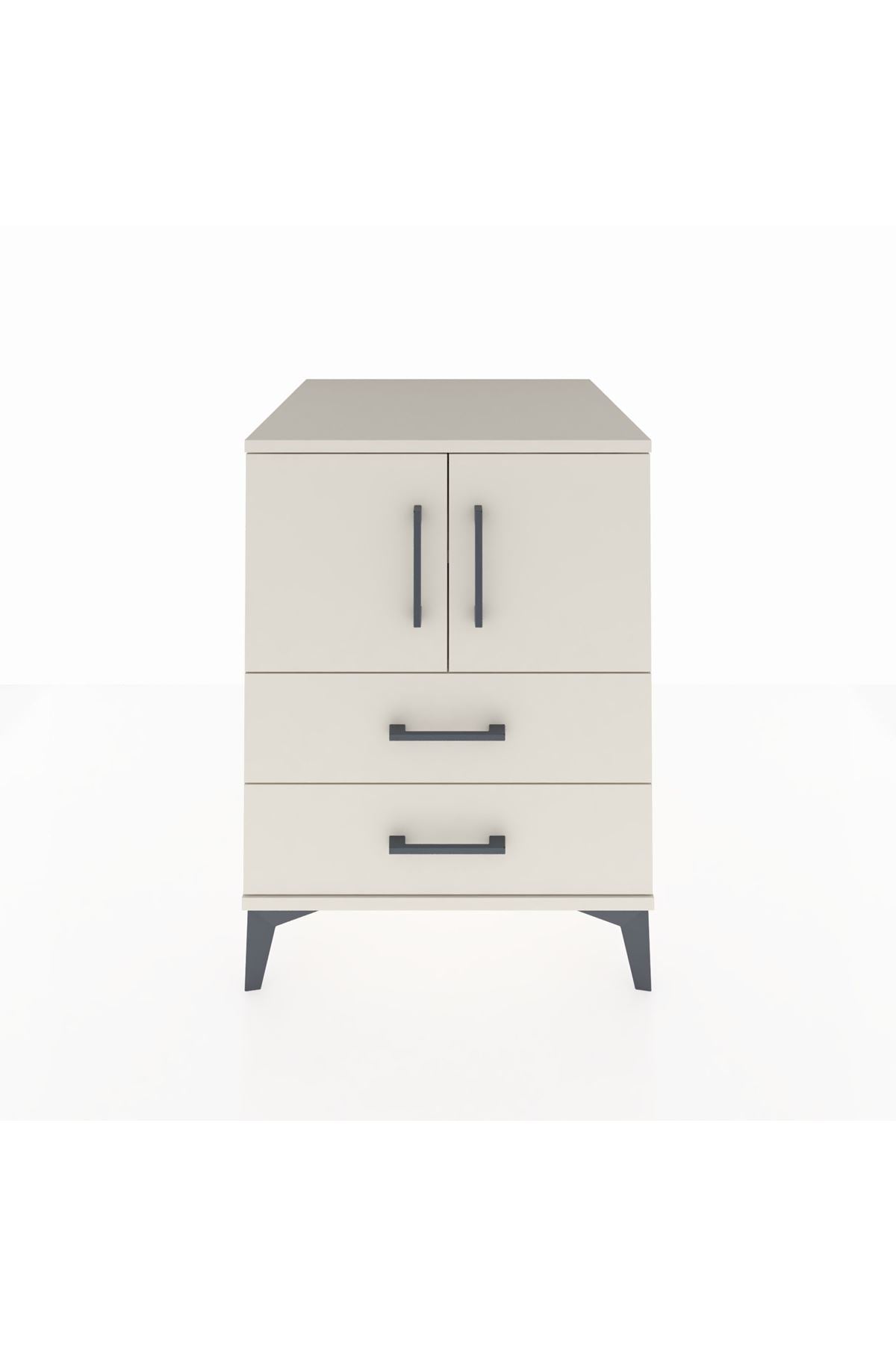 Kronos Komodin 2 Raflı 2 Çekmeceli 2 Kapaklı 60x59x80 Aytaşı-Aytaşı