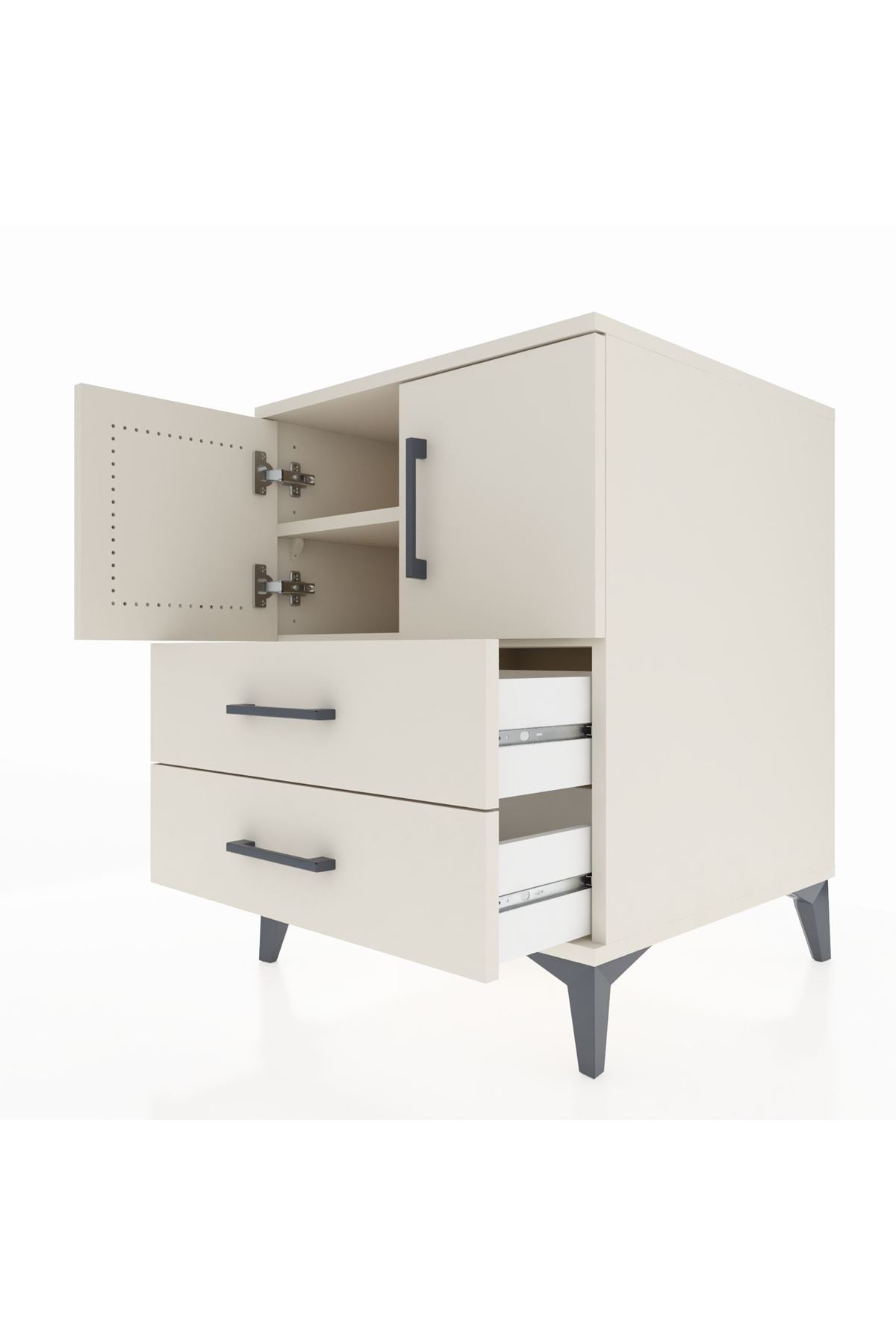 Kronos Komodin 2 Raflı 2 Çekmeceli 2 Kapaklı 60x59x80 Aytaşı-Aytaşı