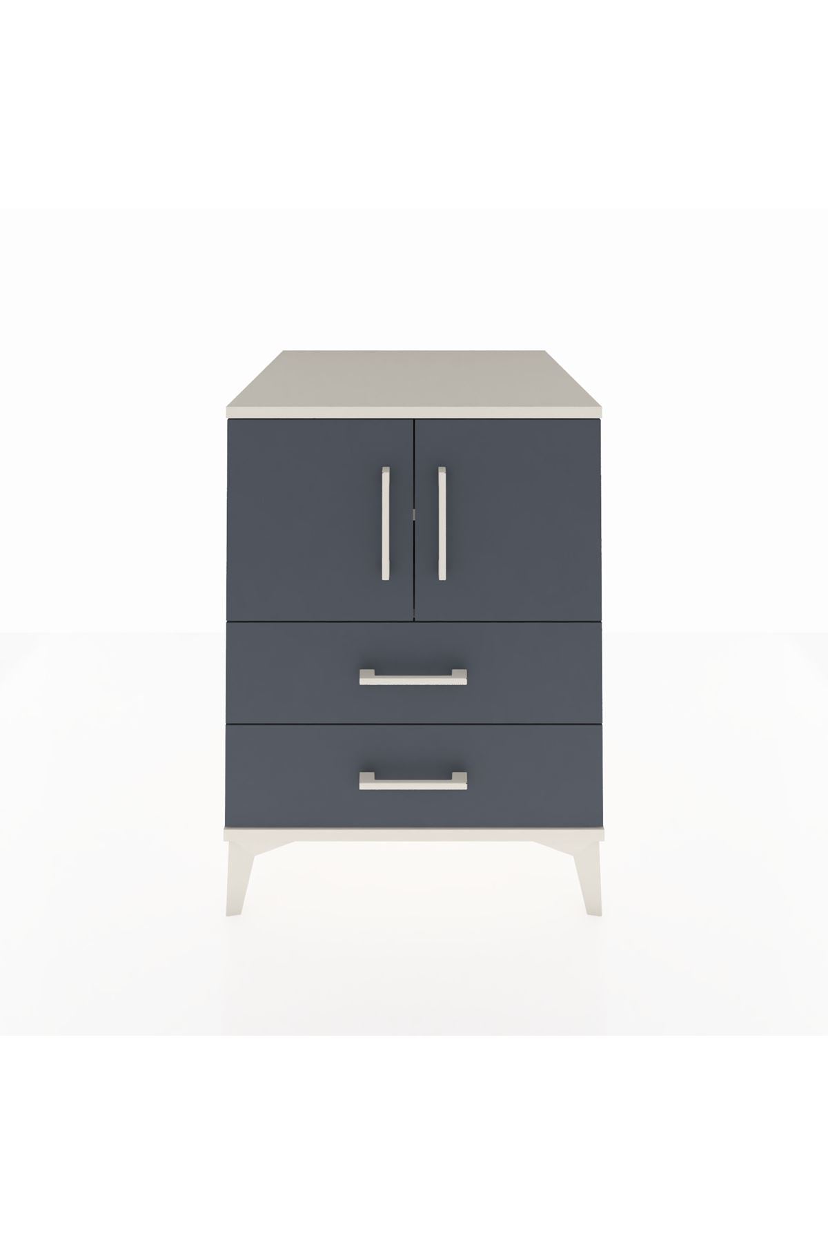 Kronos Komodin 2 Raflı 2 Çekmeceli 2 Kapaklı 60x59x80 Aytaşı-Antrasit