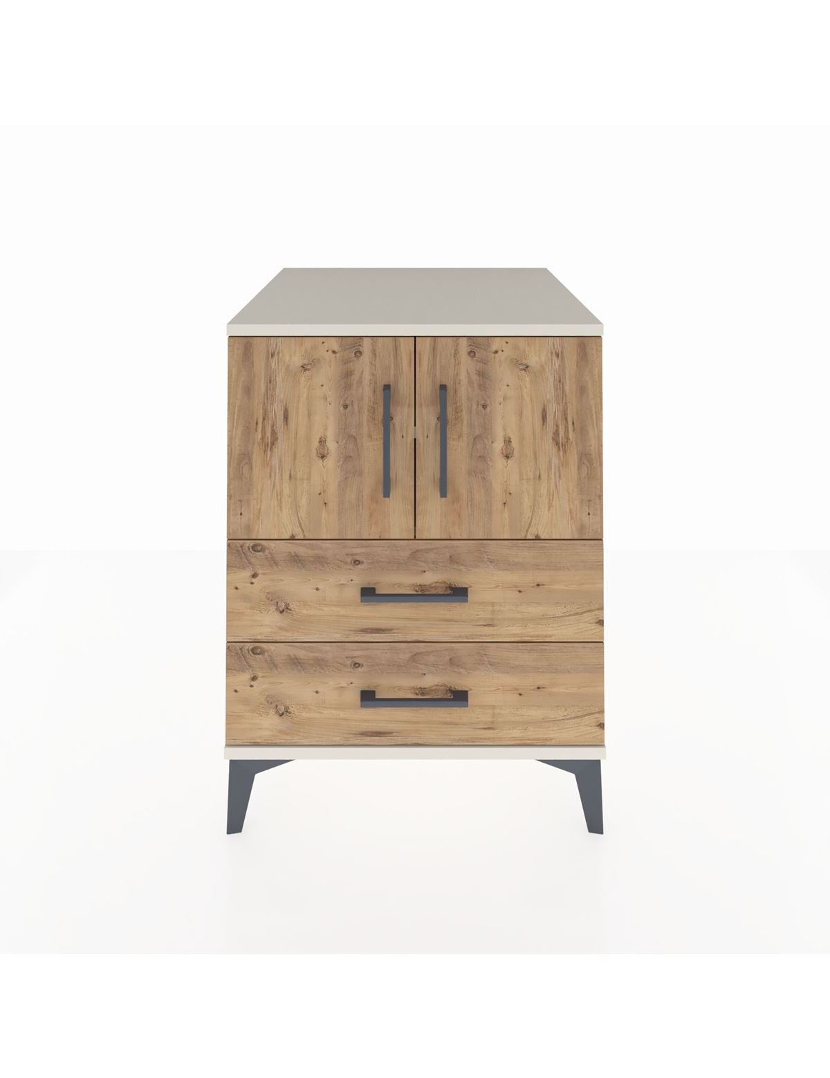 Kronos Komodin 2 Raflı 2 Çekmeceli 2 Kapaklı 60x59x80 Aytaşı-Çam