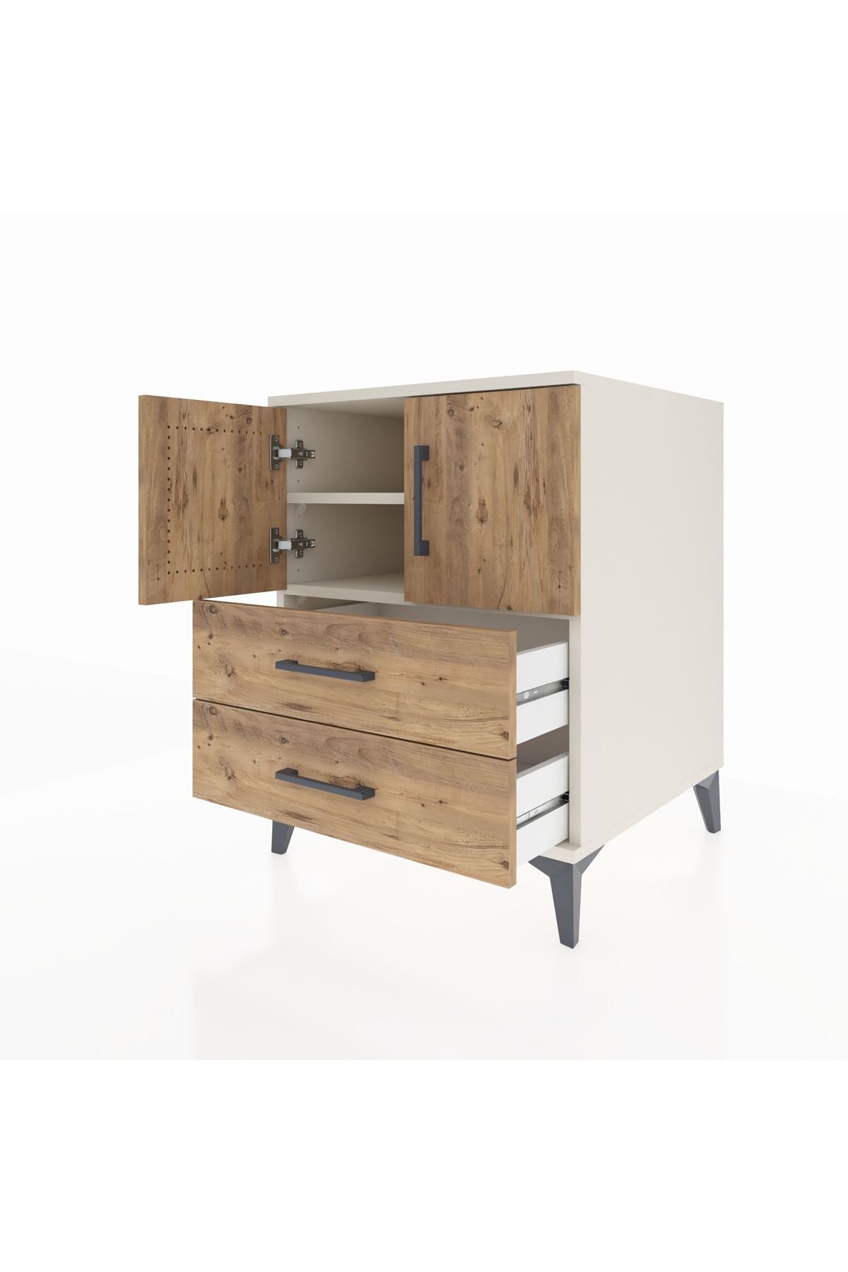 Kronos Komodin 2 Raflı 2 Çekmeceli 2 Kapaklı 60x59x80 Aytaşı-Çam