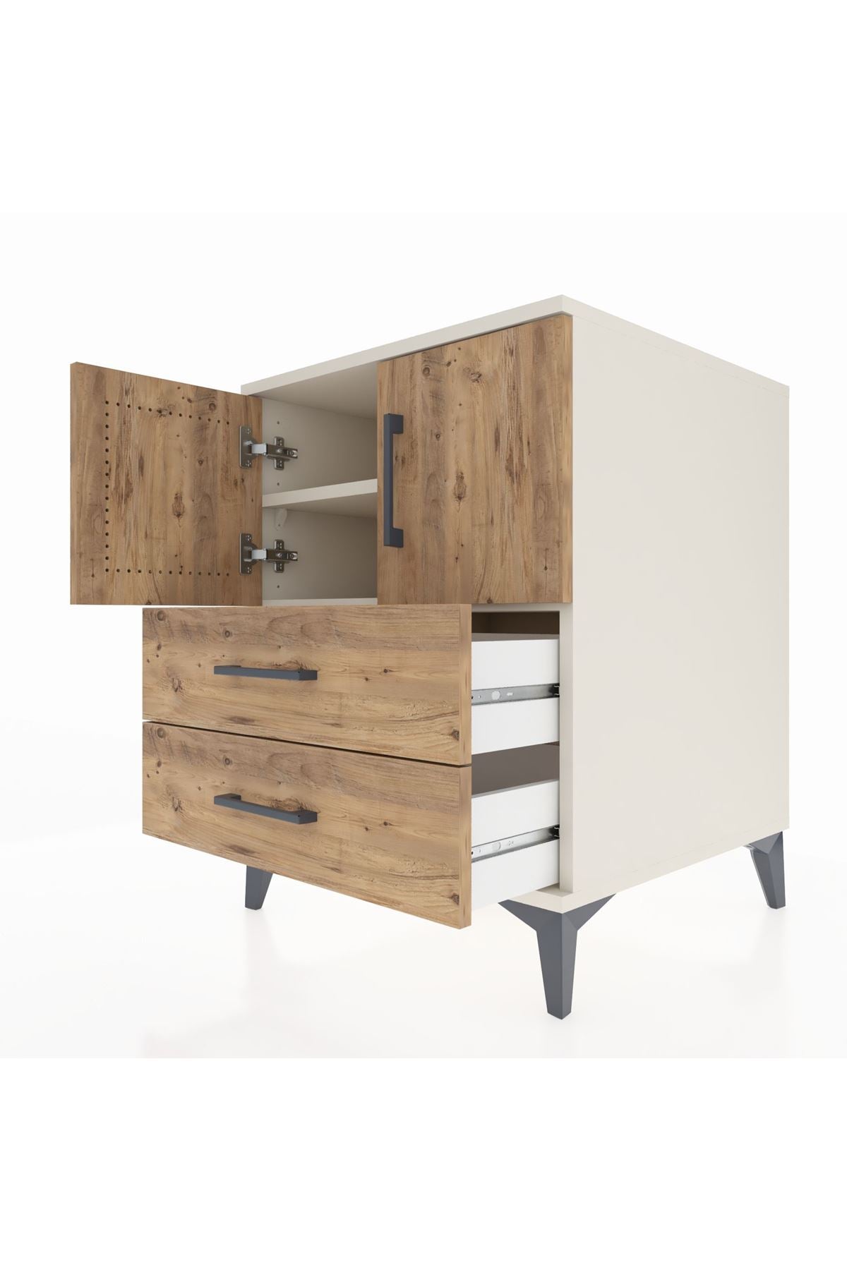 Kronos Komodin 2 Raflı 2 Çekmeceli 2 Kapaklı 60x59x80 Aytaşı-Çam