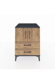 Kronos Komodin 2 Raflı 2 Çekmeceli 2 Kapaklı 60x59x80 Antrasit-Çam