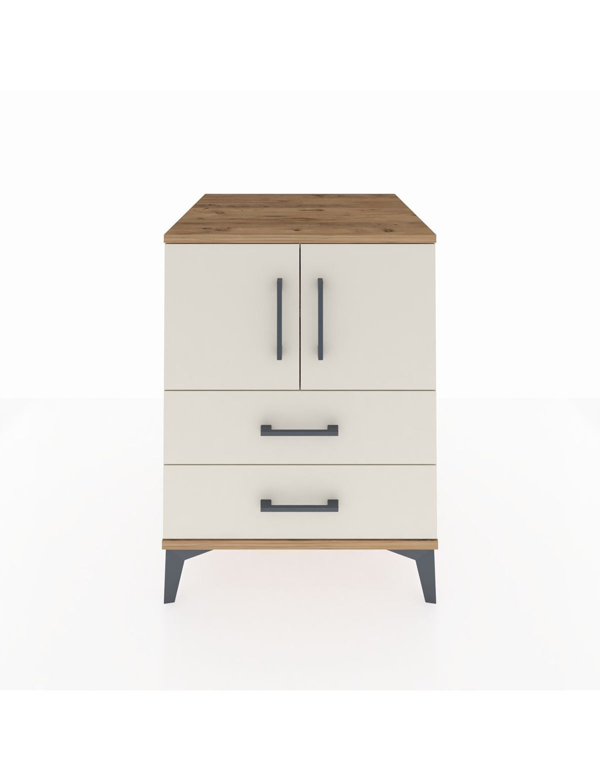 Kronos Komodin 2 Raflı 2 Çekmeceli 2 Kapaklı 60x59x80 Çam-Aytaşı