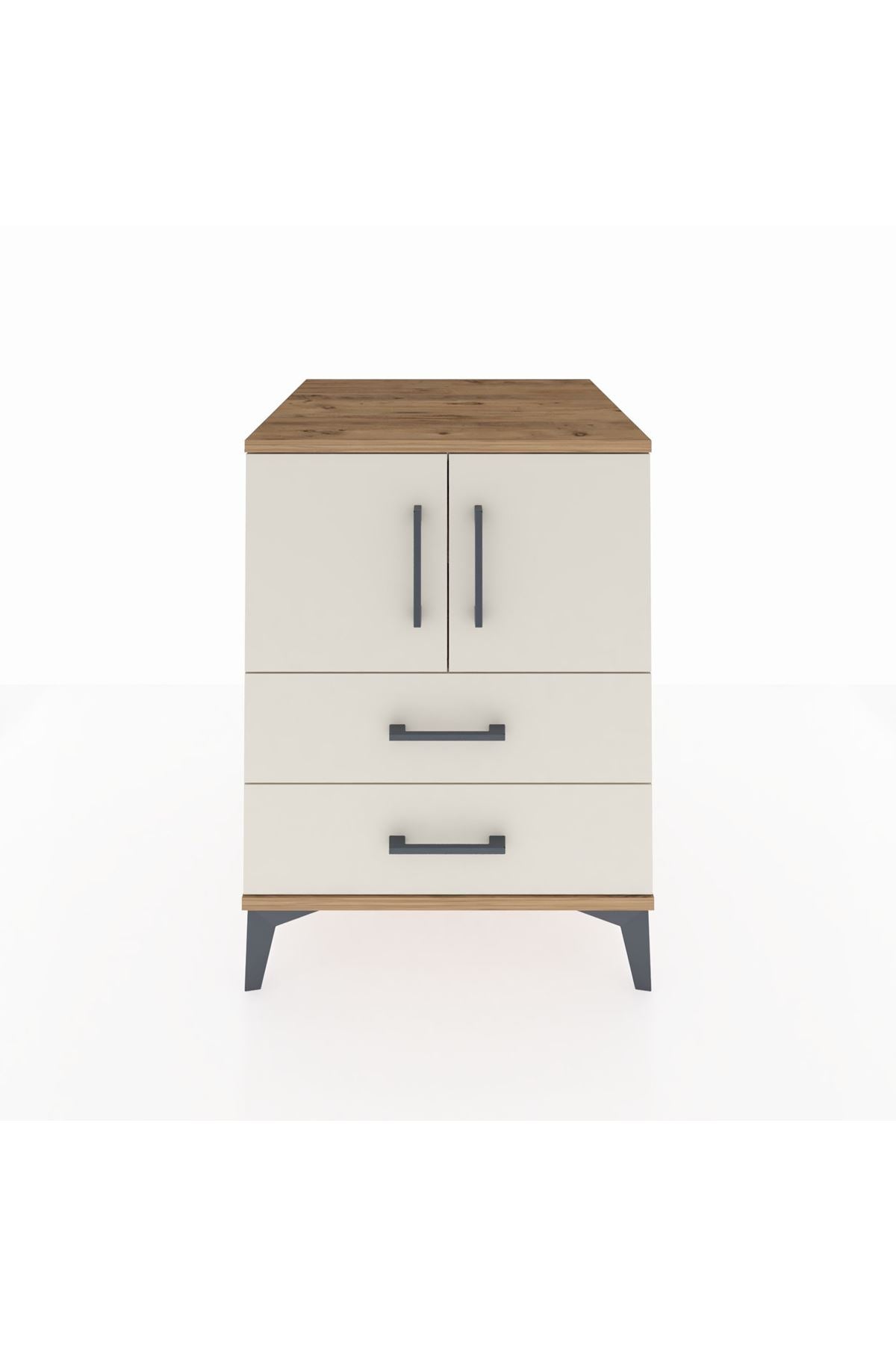 Kronos Komodin 2 Raflı 2 Çekmeceli 2 Kapaklı 60x59x80 Çam-Aytaşı