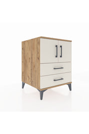 Kronos Komodin 2 Raflı 2 Çekmeceli 2 Kapaklı 60x59x80 Çam-Aytaşı
