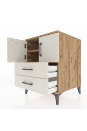 Kronos Komodin 2 Raflı 2 Çekmeceli 2 Kapaklı 60x59x80 Çam-Aytaşı