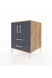 Kronos Komodin 2 Raflı 2 Çekmeceli 2 Kapaklı 60x59x80 Çam-Antrasit