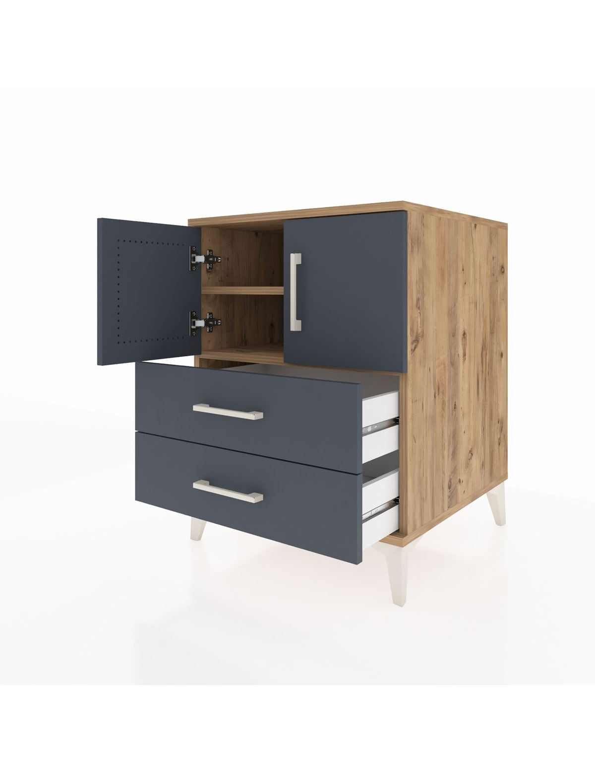 Kronos Komodin 2 Raflı 2 Çekmeceli 2 Kapaklı 60x59x80 - S79M015V8C