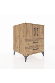 Kronos Komodin 2 Raflı 2 Çekmeceli 2 Kapaklı 60x59x80 Çam-Çam