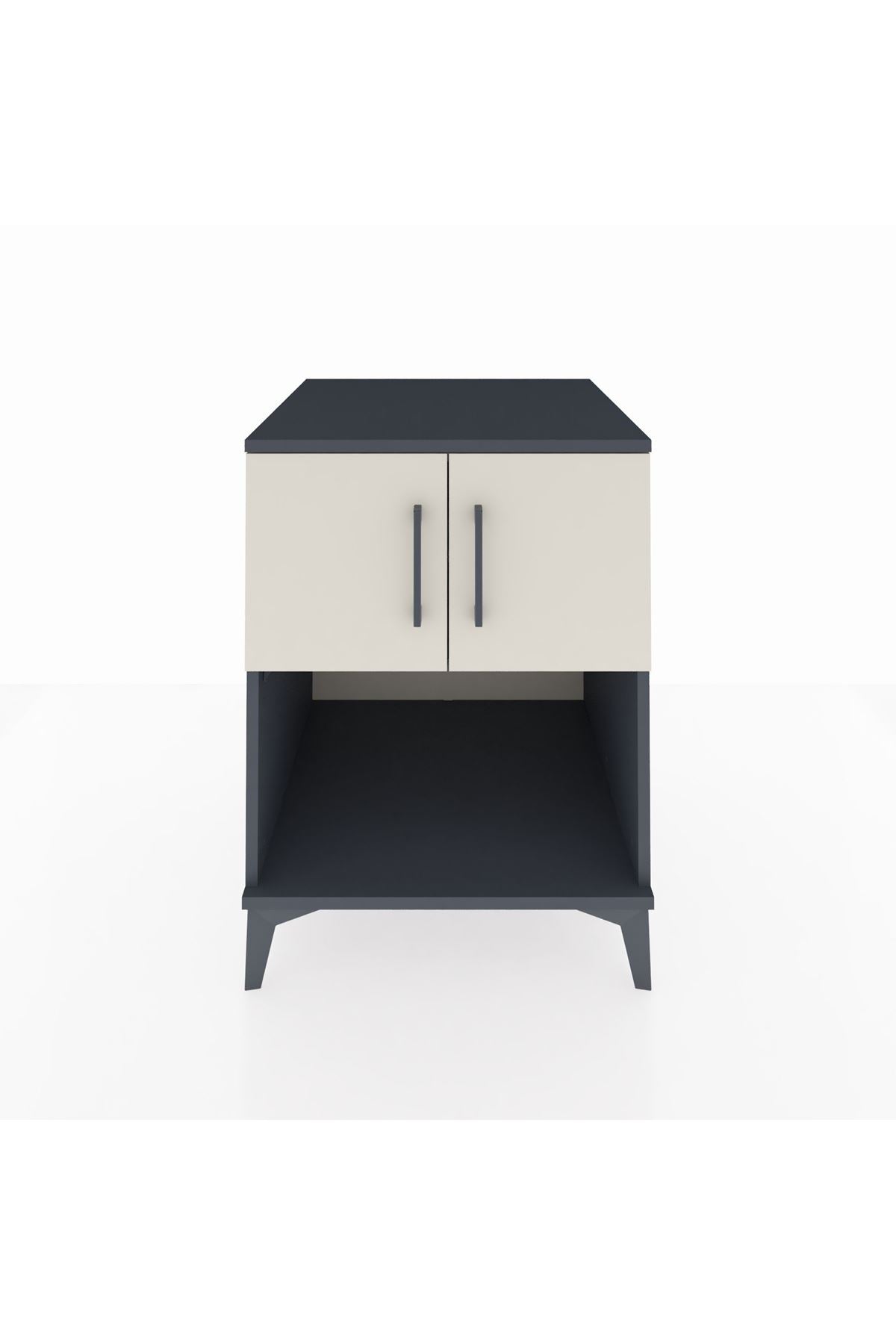 Kronos Komodin 2 Raflı 2 Kapaklı 60x59x80 Antrasit-Aytaşı