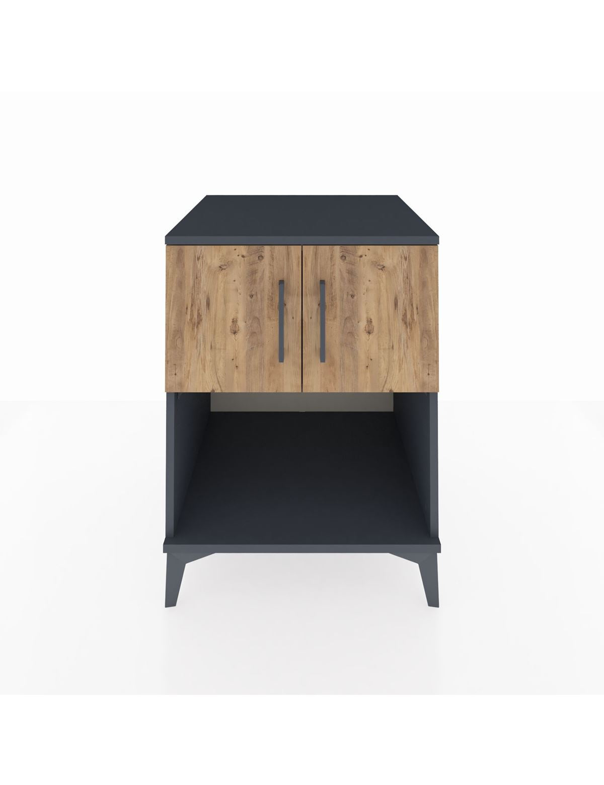 Kronos Komodin 2 Raflı 2 Kapaklı 60x59x80 Antrasit-Çam