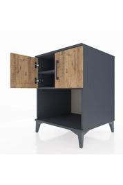 Kronos Komodin 2 Raflı 2 Kapaklı 60x59x80 Antrasit-Çam