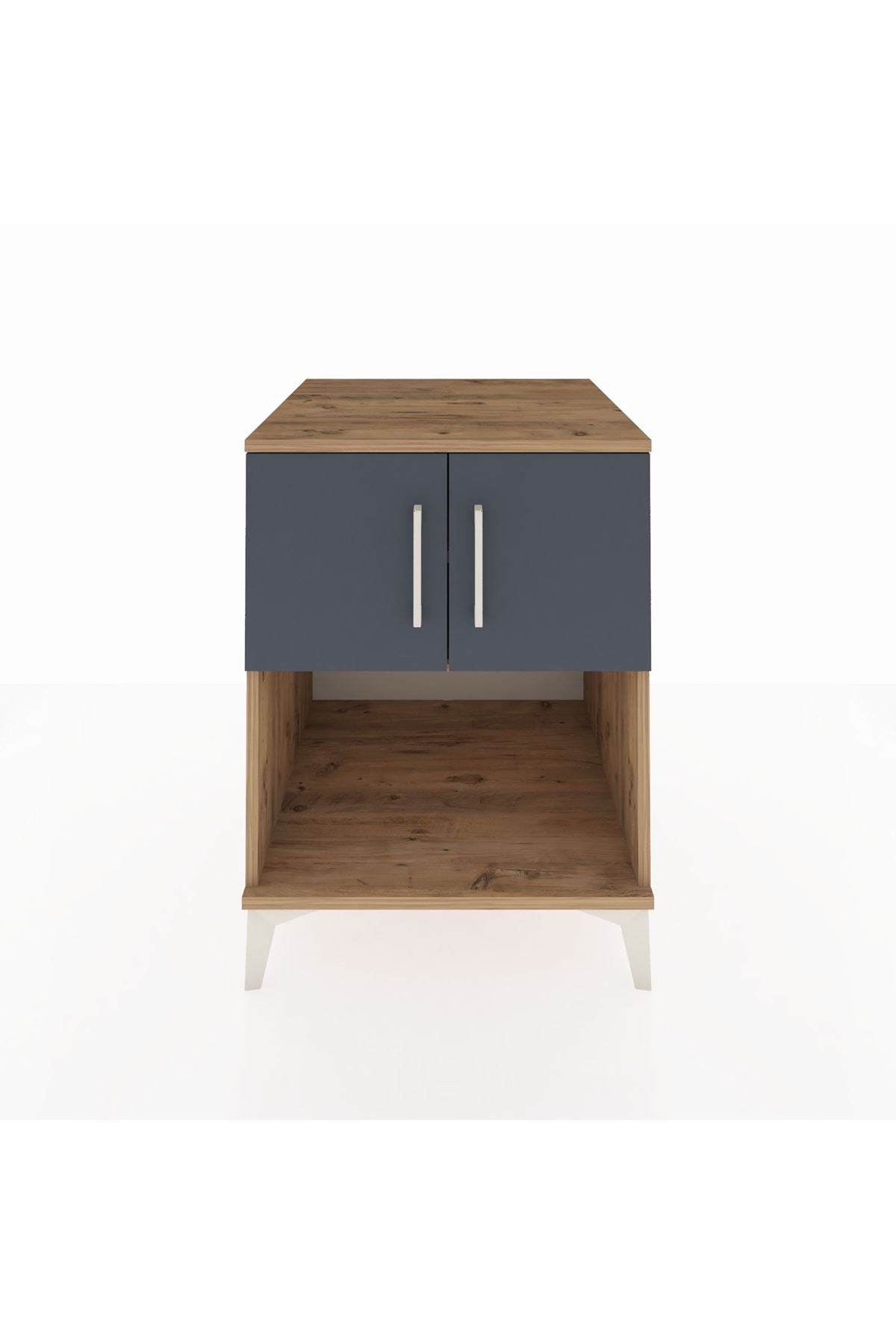 Kronos Komodin 2 Raflı 2 Kapaklı 60x59x80 Çam-Antrasit