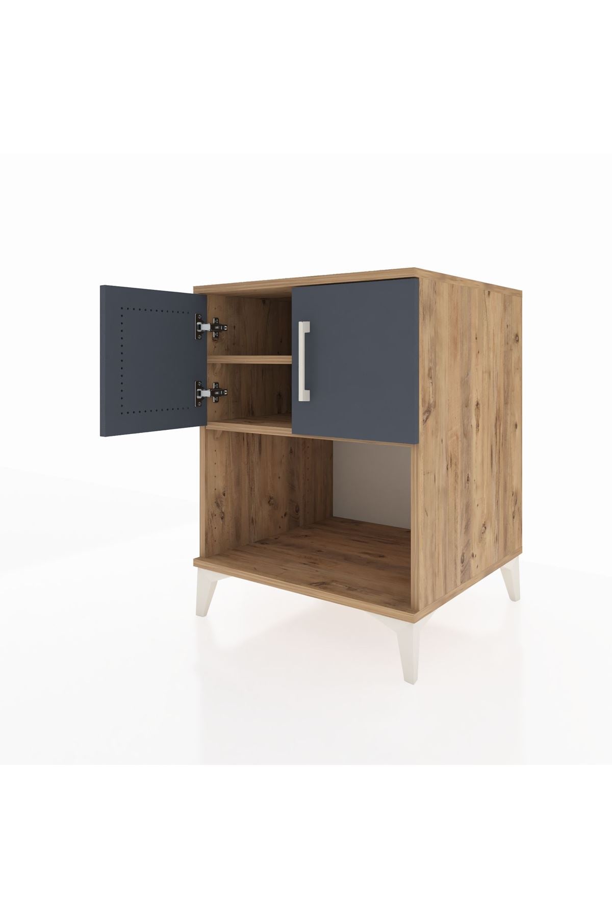 Kronos Komodin 2 Raflı 2 Kapaklı 60x59x80 Çam-Antrasit