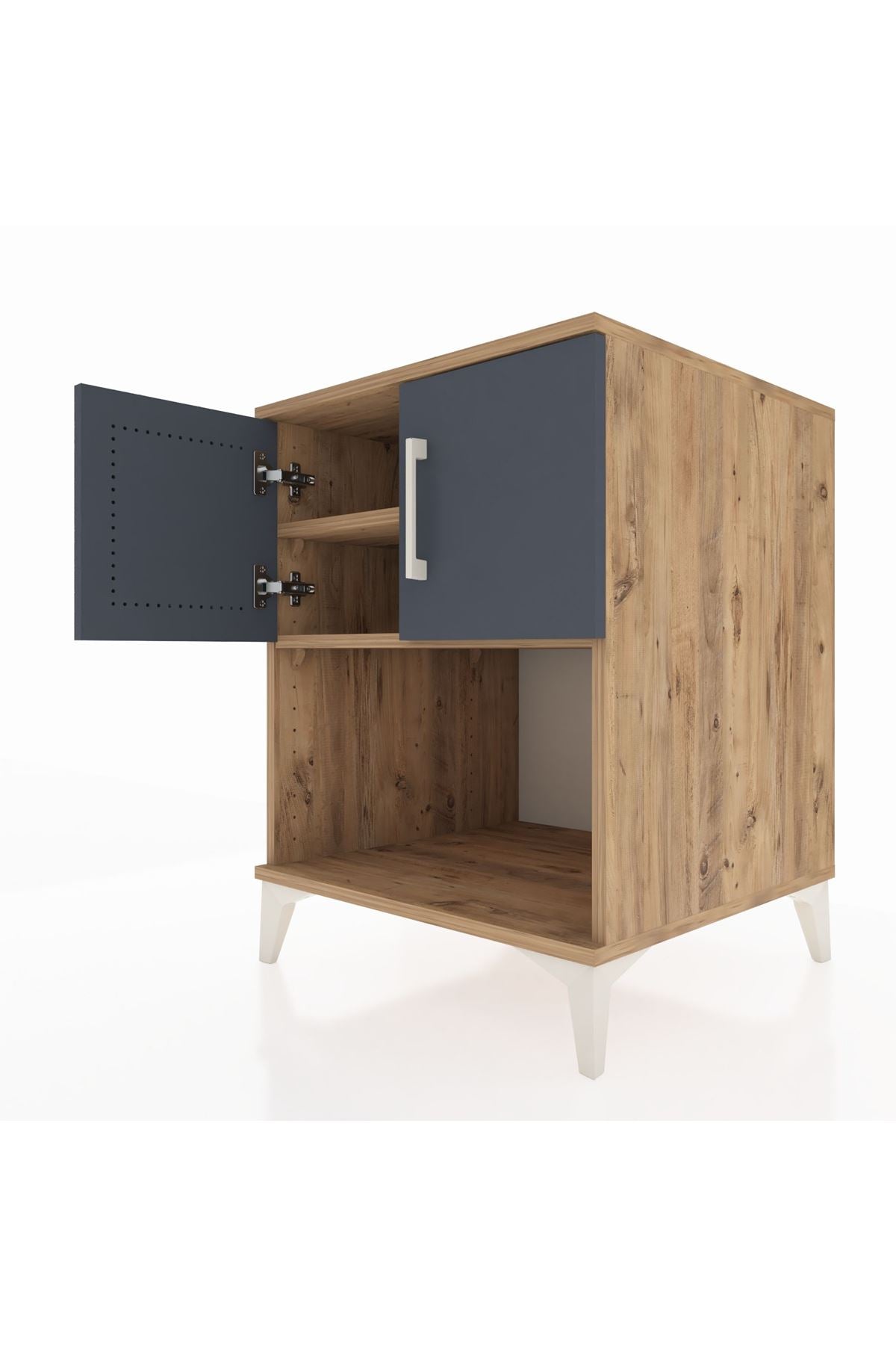 Kronos Komodin 2 Raflı 2 Kapaklı 60x59x80 Çam-Antrasit