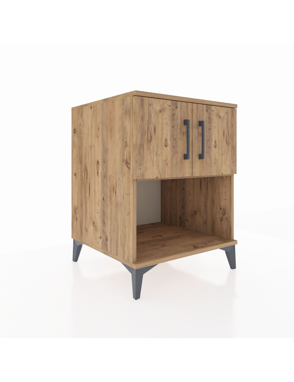 Kronos Komodin 2 Raflı 2 Kapaklı 60x59x80 Çam-Çam