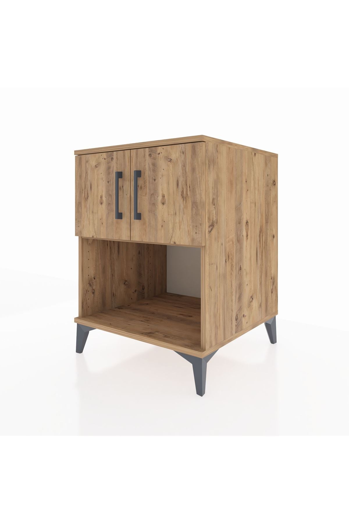 Kronos Komodin 2 Raflı 2 Kapaklı 60x59x80 Çam-Çam