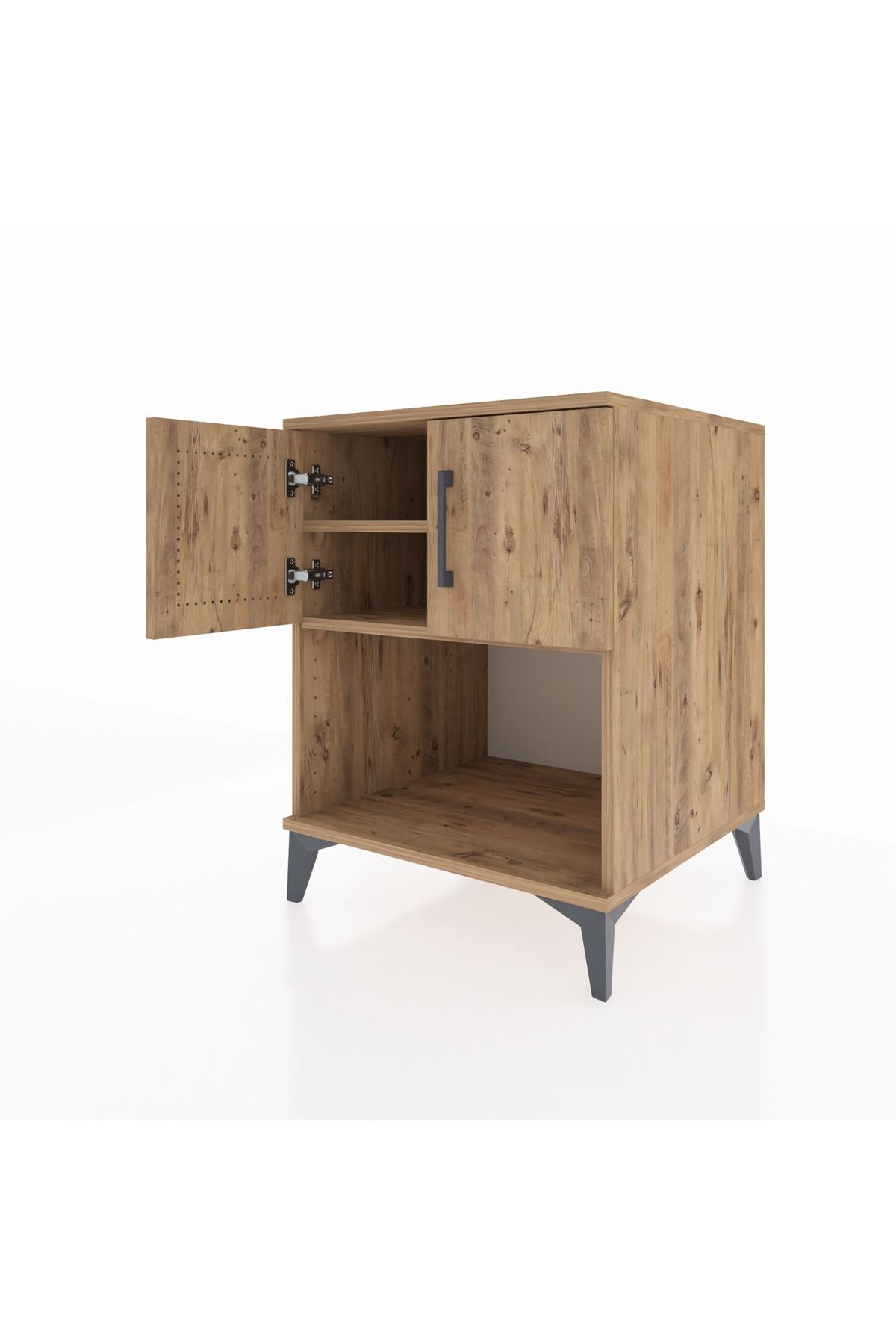 Kronos Komodin 2 Raflı 2 Kapaklı 60x59x80 Çam-Çam