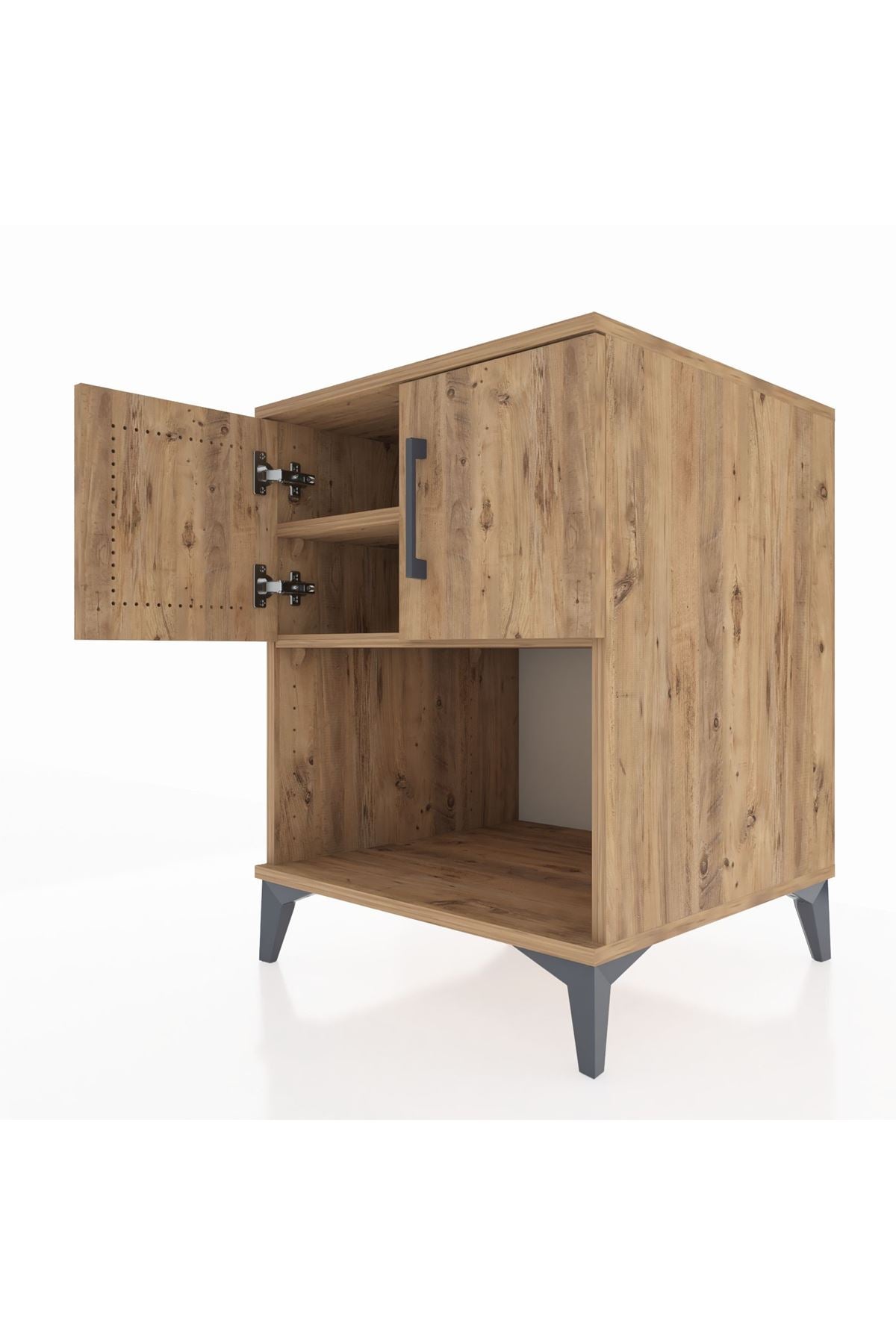 Kronos Komodin 2 Raflı 2 Kapaklı 60x59x80 Çam-Çam