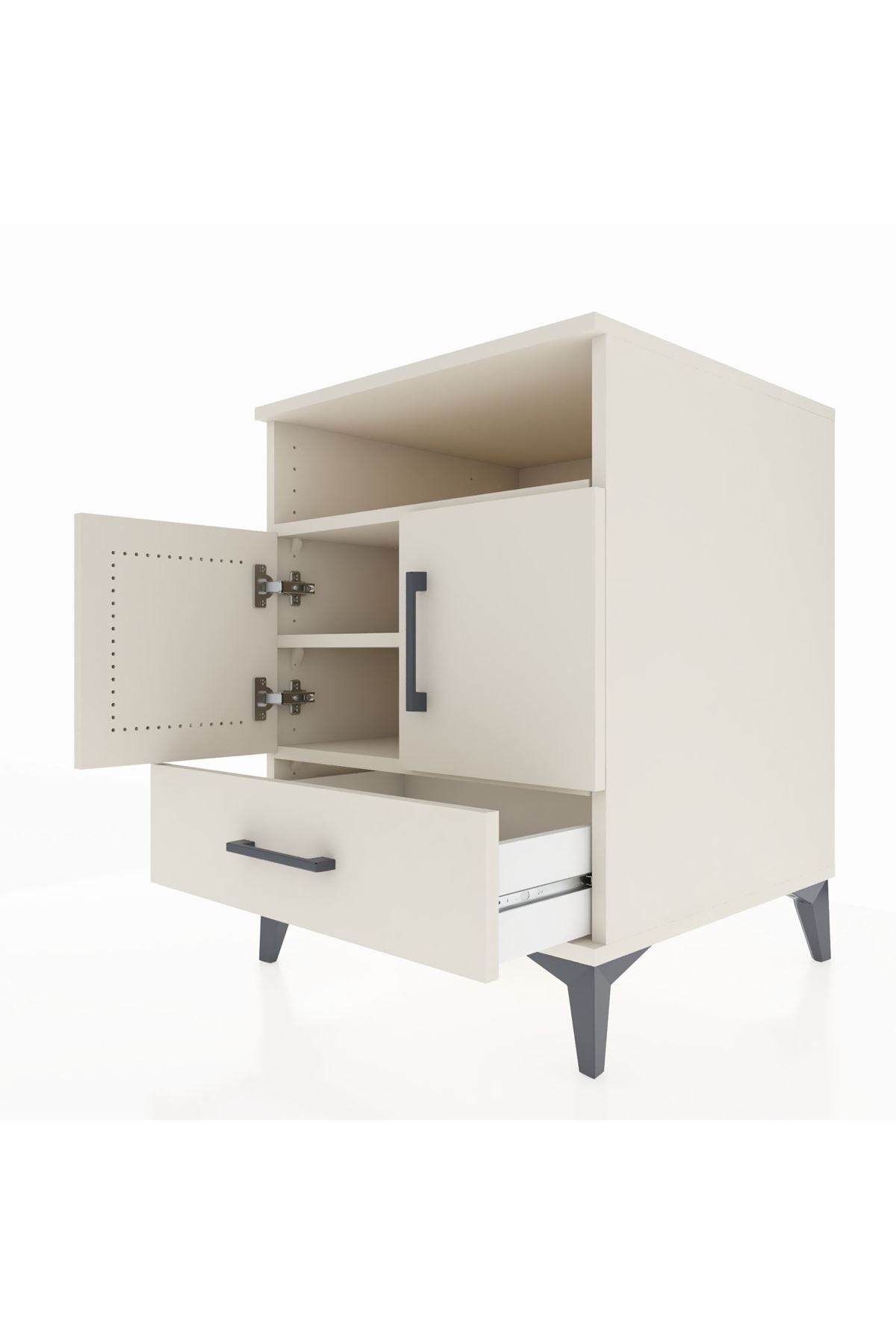 Kronos Komodin 3 Raflı Tek Çekmeceli 2 Kapaklı 60x59x80 Aytaşı-Aytaşı