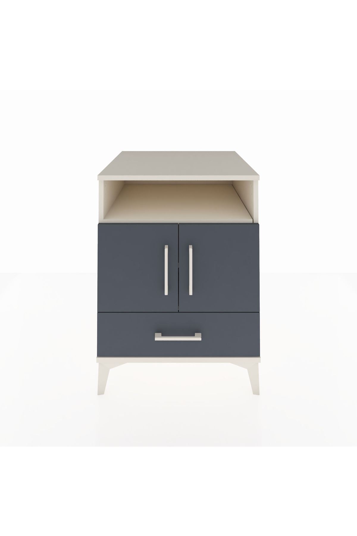 Kronos Komodin 3 Raflı Tek Çekmeceli 2 Kapaklı 60x59x80 Aytaşı-Antrasit