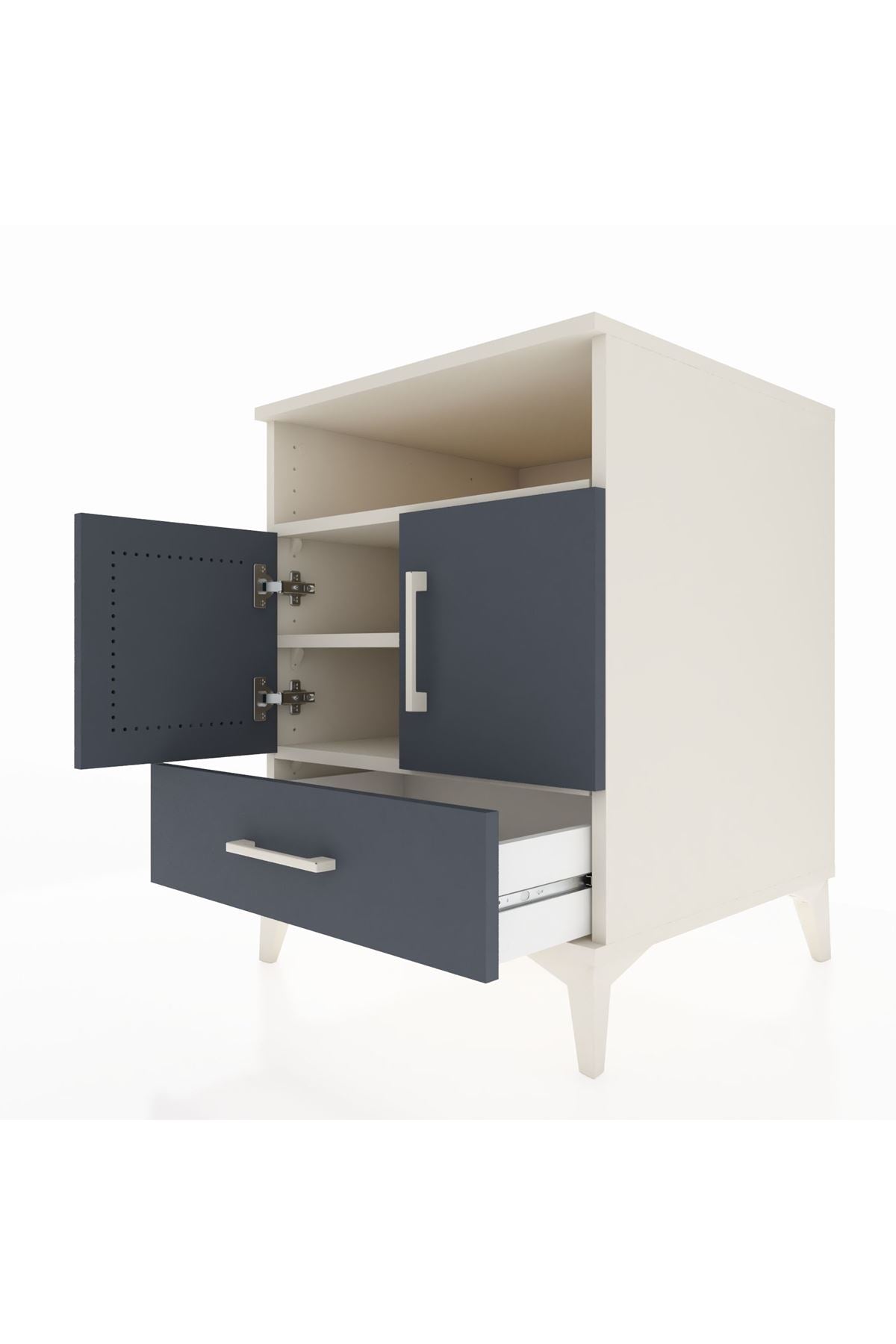 Kronos Komodin 3 Raflı Tek Çekmeceli 2 Kapaklı 60x59x80 Aytaşı-Antrasit