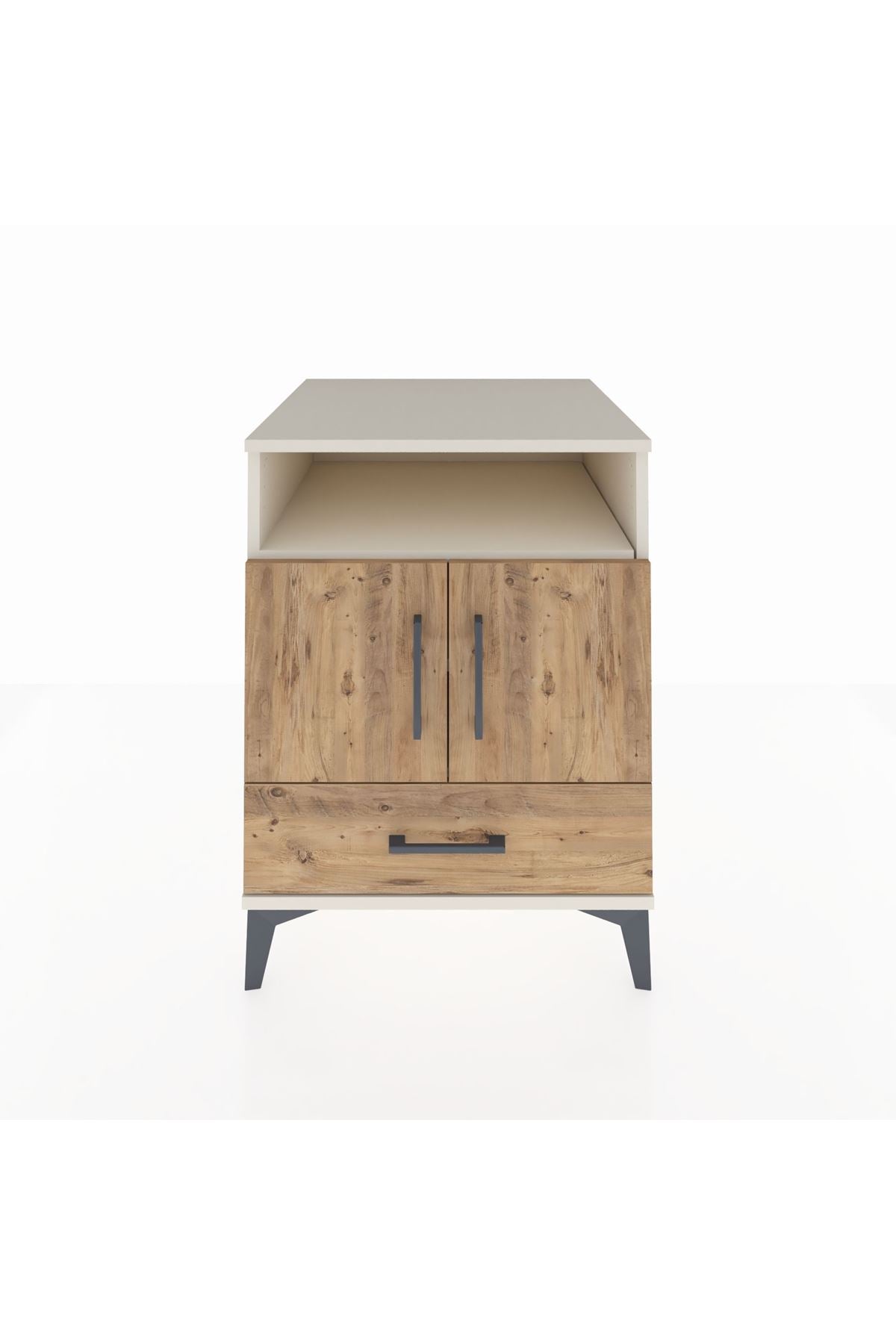 Kronos Komodin 3 Raflı Tek Çekmeceli 2 Kapaklı 60x59x80 Aytaşı-Çam